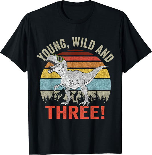 Three Rex 3rd Birthday 3 Year Old Dino T Rex Boys Dinosaur T-Shirt