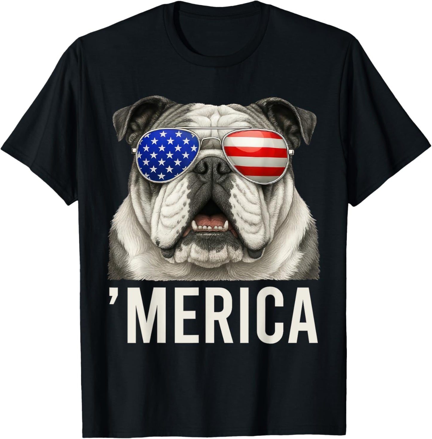 Bulldog 4th of July Merica Men Women Usa Flag T-shirt