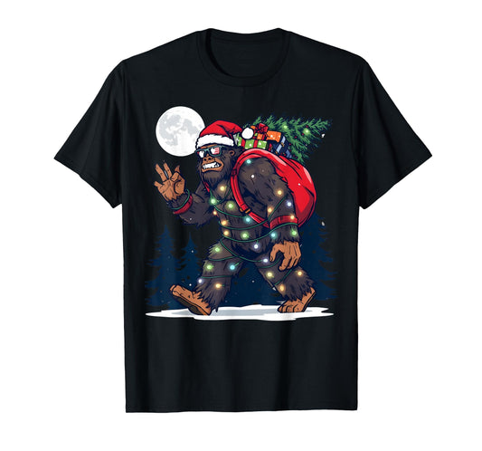 Xmas Sasquatch Christmas Adventure Holiday Tree Lights Fun T-Shirt