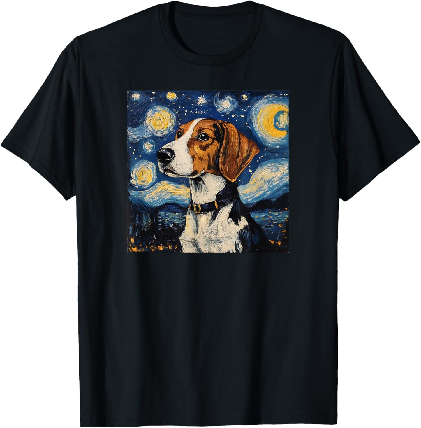 Cute American Foxhound Starry Night Dog Art T-Shirt