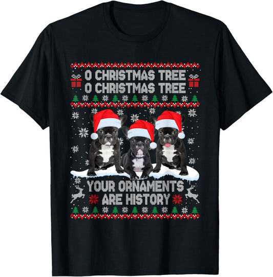 French Bulldog Dog Ugly Sweater Christmas Light Xmas Pajama T-Shirt