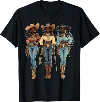 Black African American Cowgirl Western Country Texas Rodeo T-Shirt