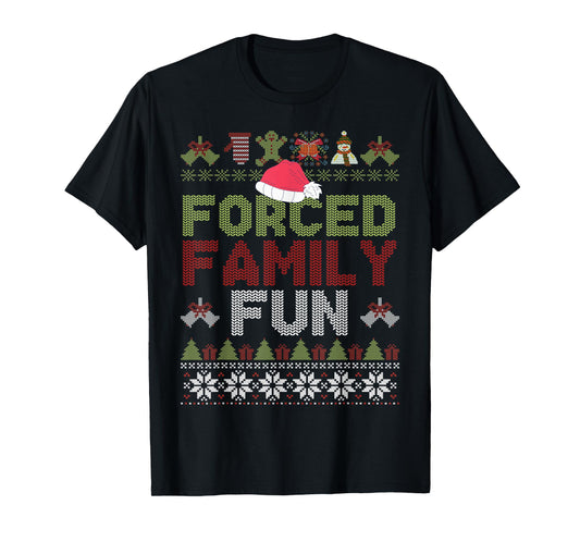 Funny Santa Hat Forced Family-Fun Sarcastic Christmas Pajama T-Shirt