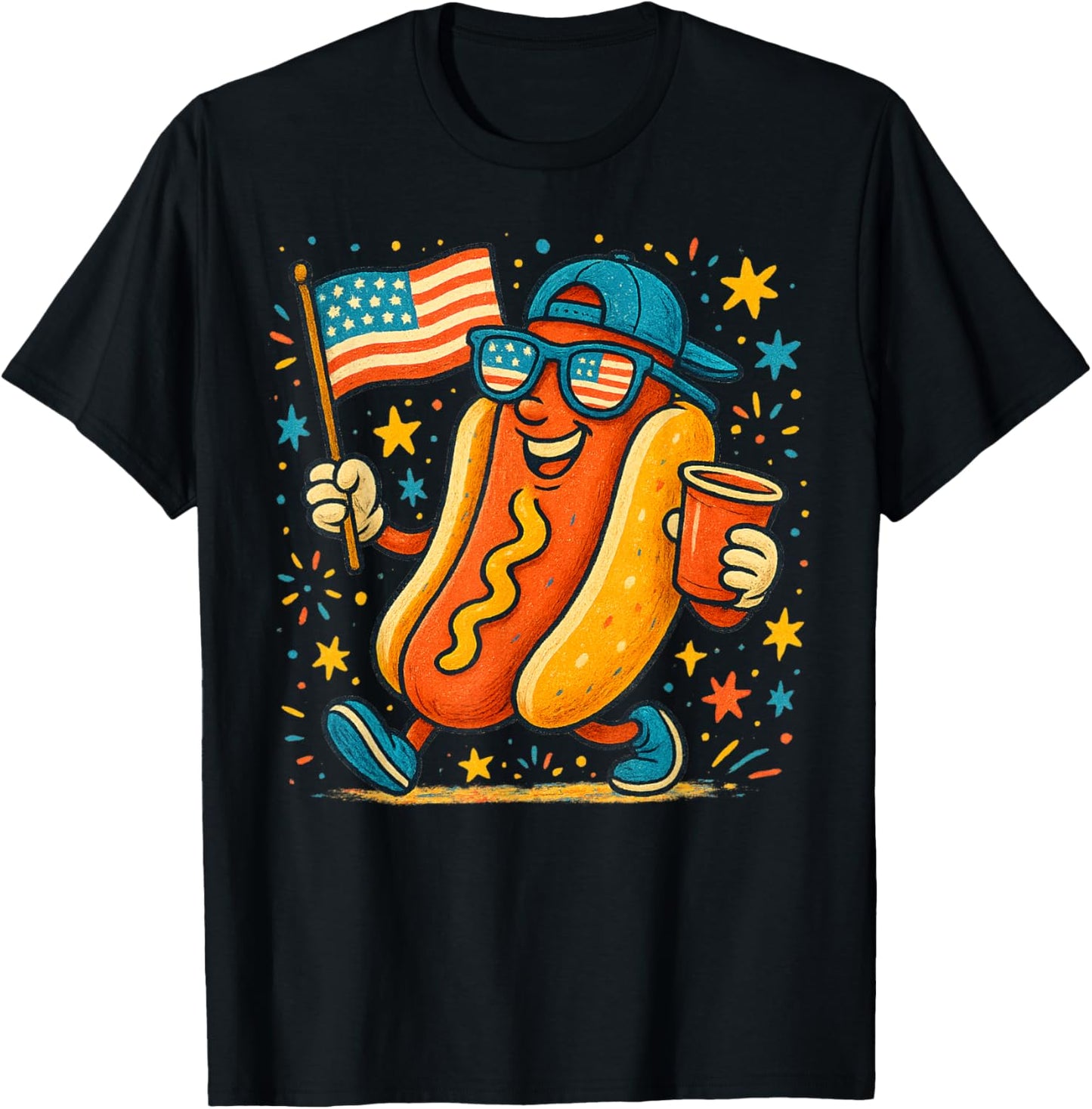 Vintage 4th Of July Hotdog Patriotic Funny 4th Of July T-Shirt