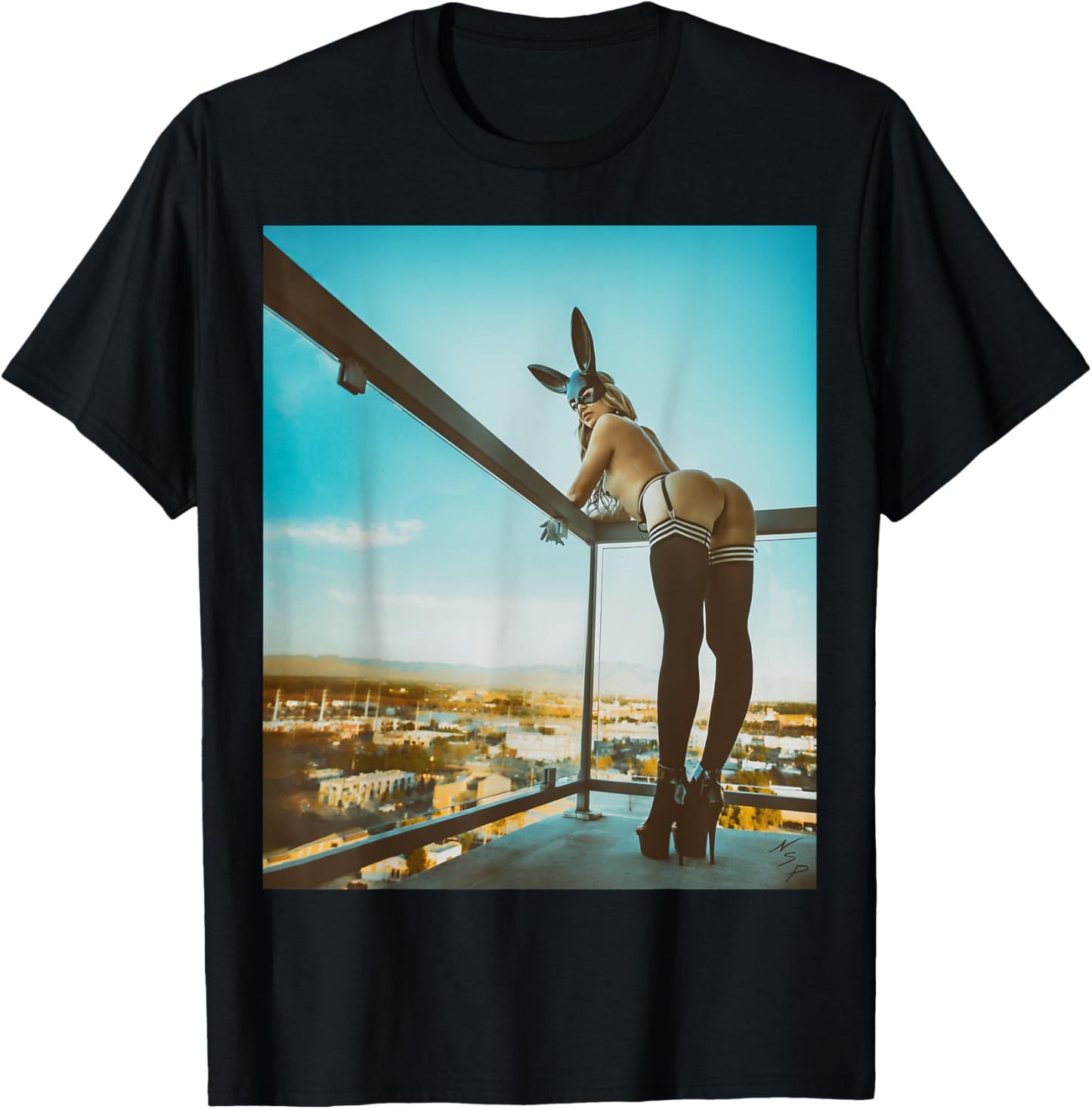 Sexy Girl Graphic Tee - "Bad Bunny Pinup Girl w/ Nice Butt" T-Shirt