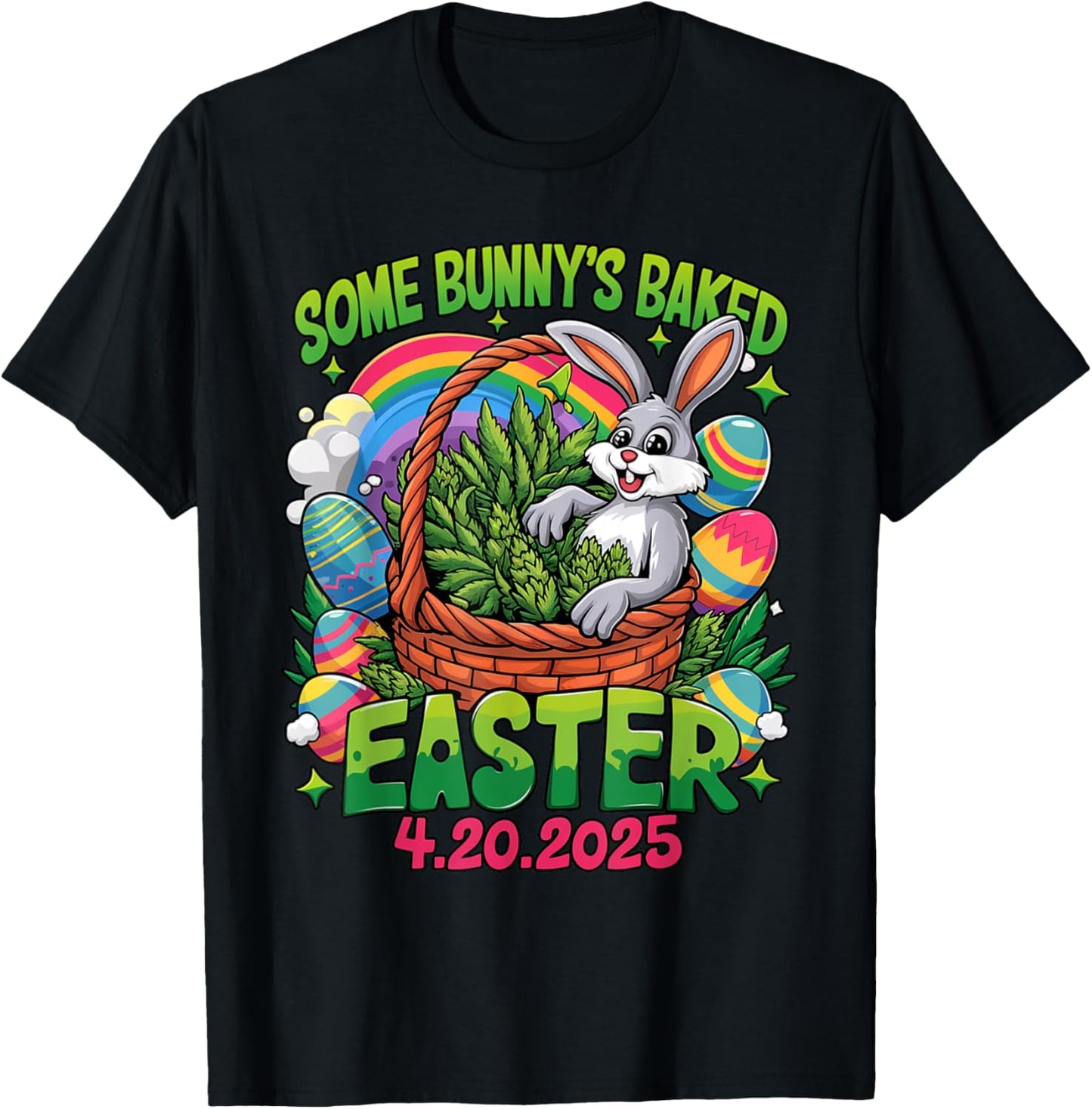 Some Bunny's Baked Easter Bunny Weed Smoking Rabbit Cannabis T-Shirt