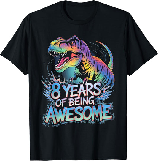 Dinosaur 8th Birthday Shirt For Boys 8 Year Old Birthday T-Shirt