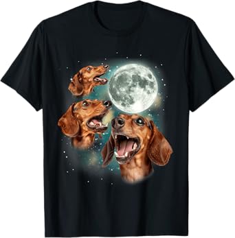 Three Dachshund Moon | 3 Wiener Pups Dog Lover Dachshund Pet Men Women T-Shirt