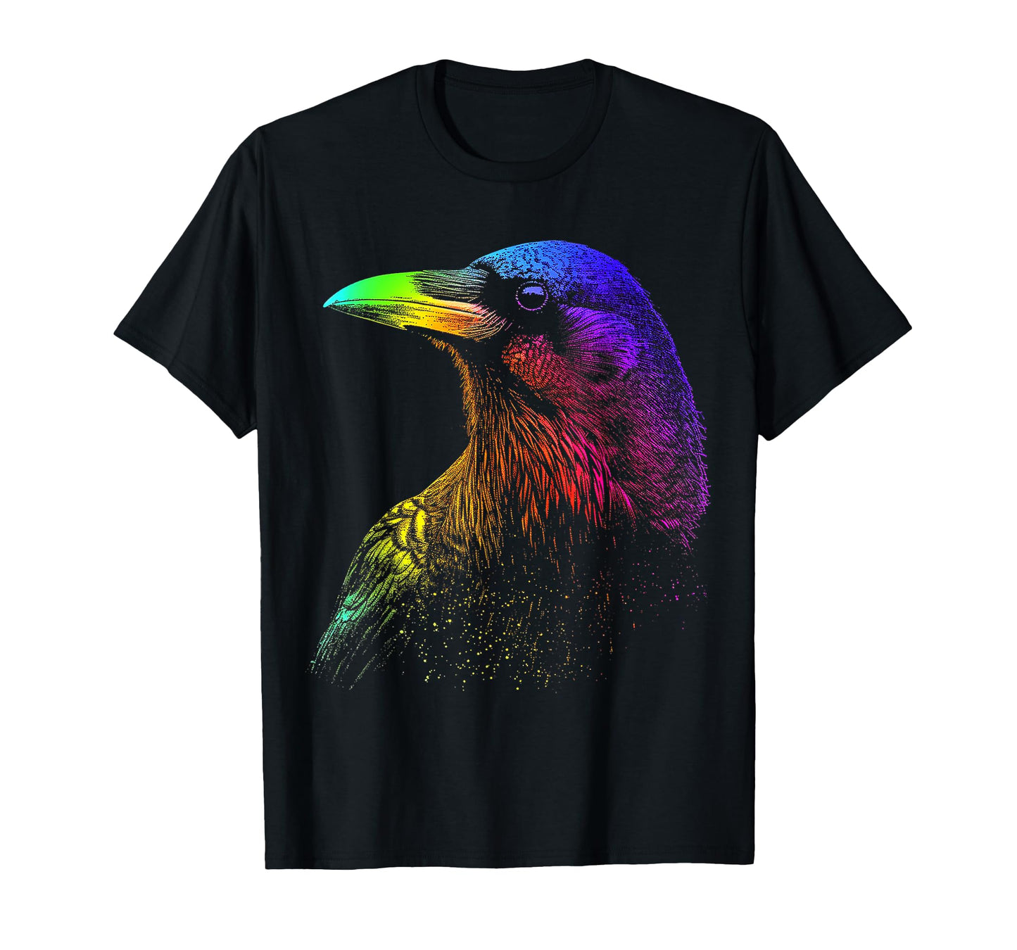 Raven Colorful Bird Art Animal Drawing Graphic Raven T-Shirt