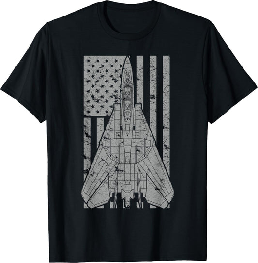 F-14 Tomcat Jet Fighter Vintage American Flag T-Shirt T-Shirt