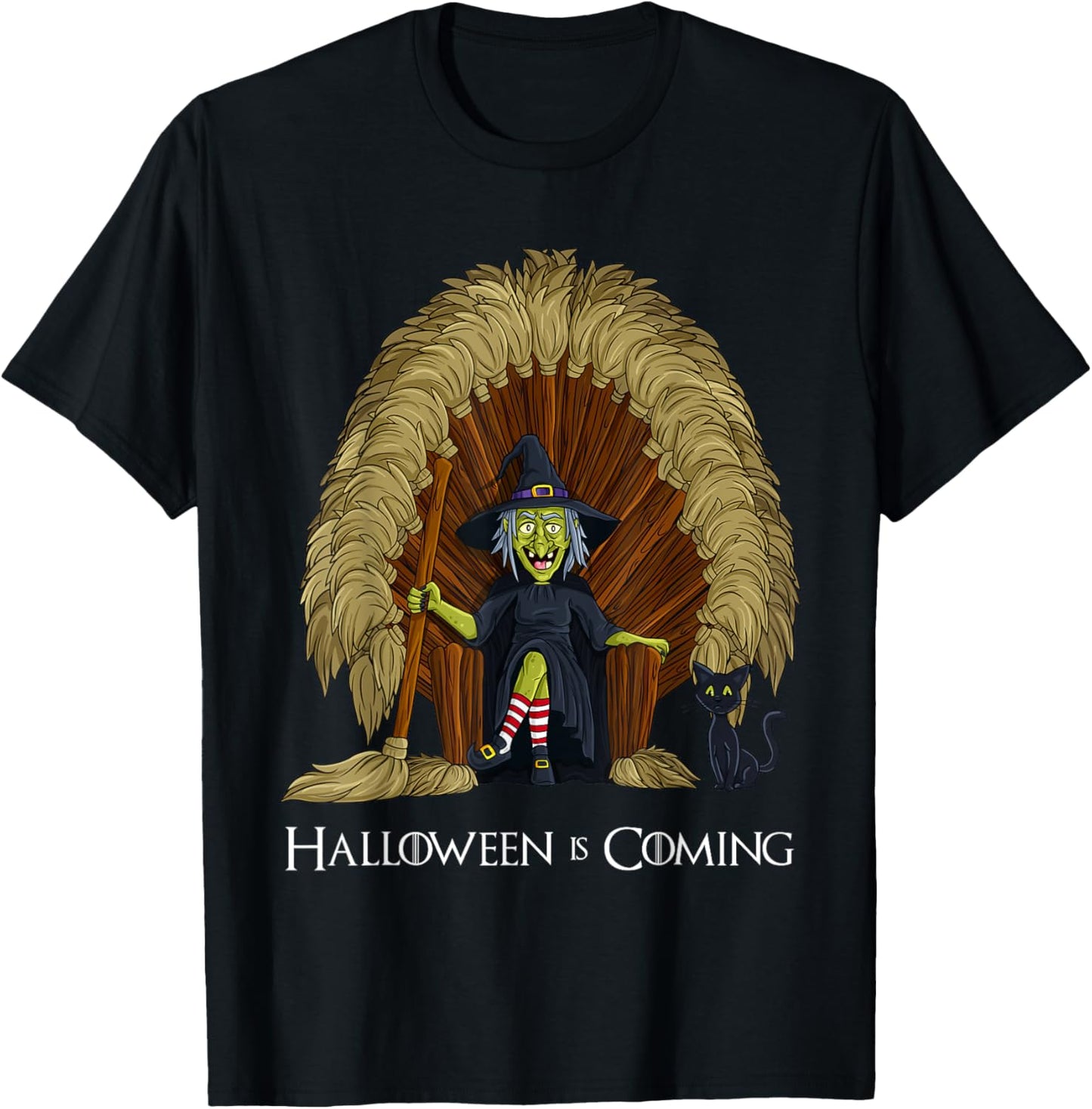Witch Brooms Throne Funny Halloween Girls Kids T-Shirt