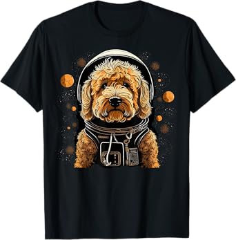 Outer Space Golden Doodle on Galaxy Astronaut Goldendoodle T-Shirt