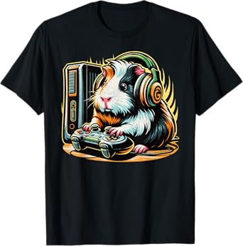 Guinea Pig Shirt Funny Guinea Pig & Video Games Lover Gamer T-Shirt