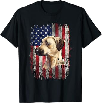 Black Mouth Cur Dog Owner, Yellow Cur Pet Dog Lover USA Flag Women Kids Men T-Shirt