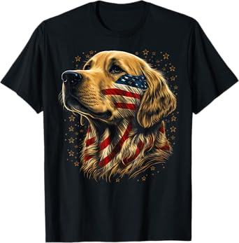USA 4th Of July Goldie Patriotic American Golden Retriever T-Shirt