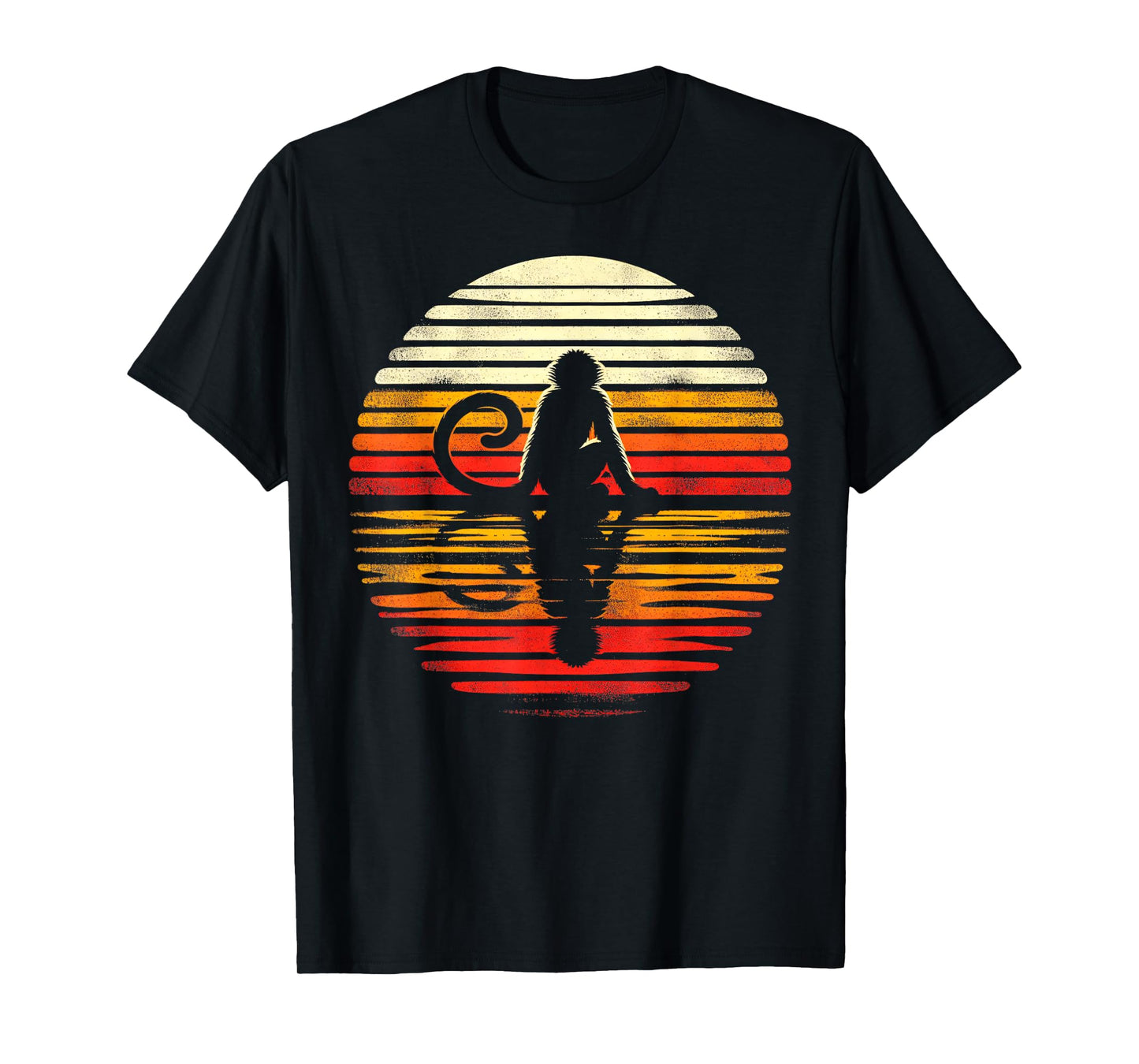 Spider Monkey Sunset Retro Style Safari Vintage 70s T-Shirt