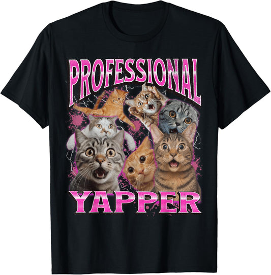 Professional Yapper Funny Cat Meme Bootleg Graphic 90s T-Shirt