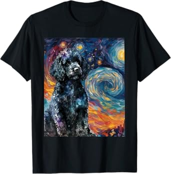 Black Poodle Starry Night - Dog Lover Puppy Pet Owner Men Women Kids T-Shirt