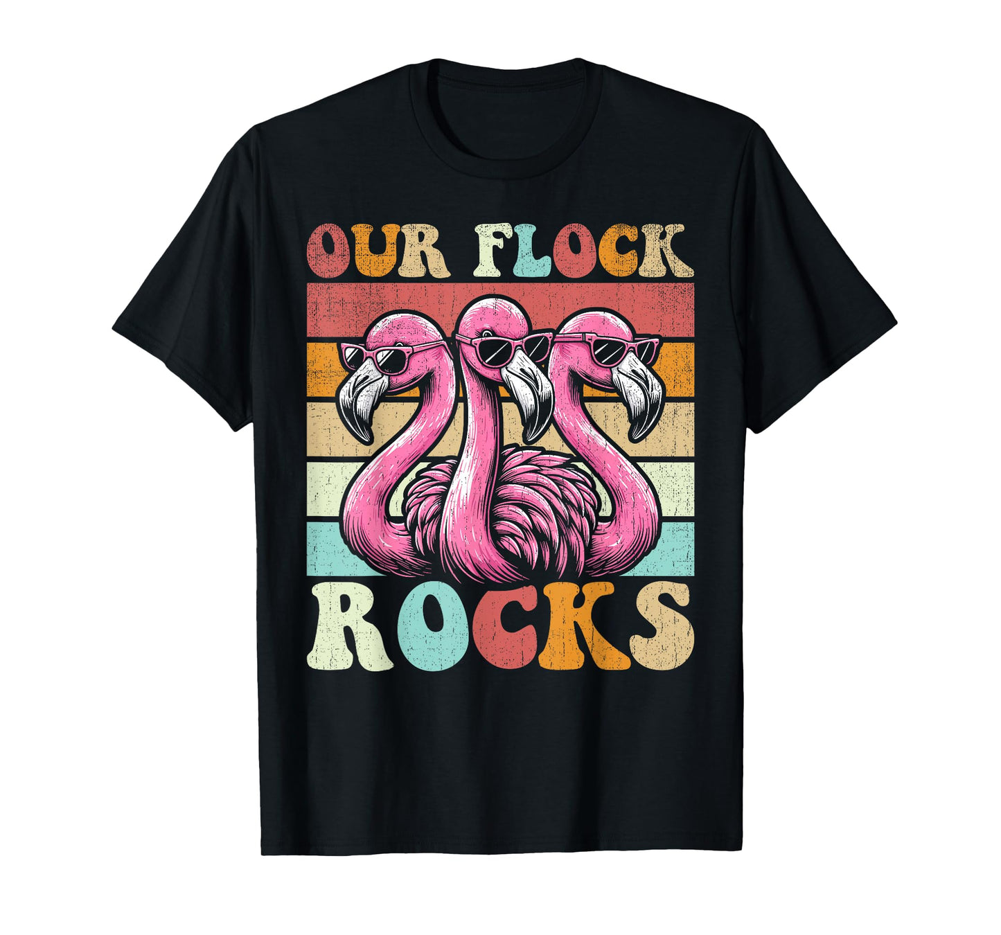 Our Flock Rocks Flamingo Matching Family Vacation T-Shirt