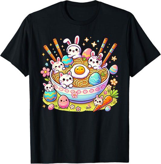 Easter Ramen Cats Cute Anime Happy Easter Day Women Girls T-Shirt