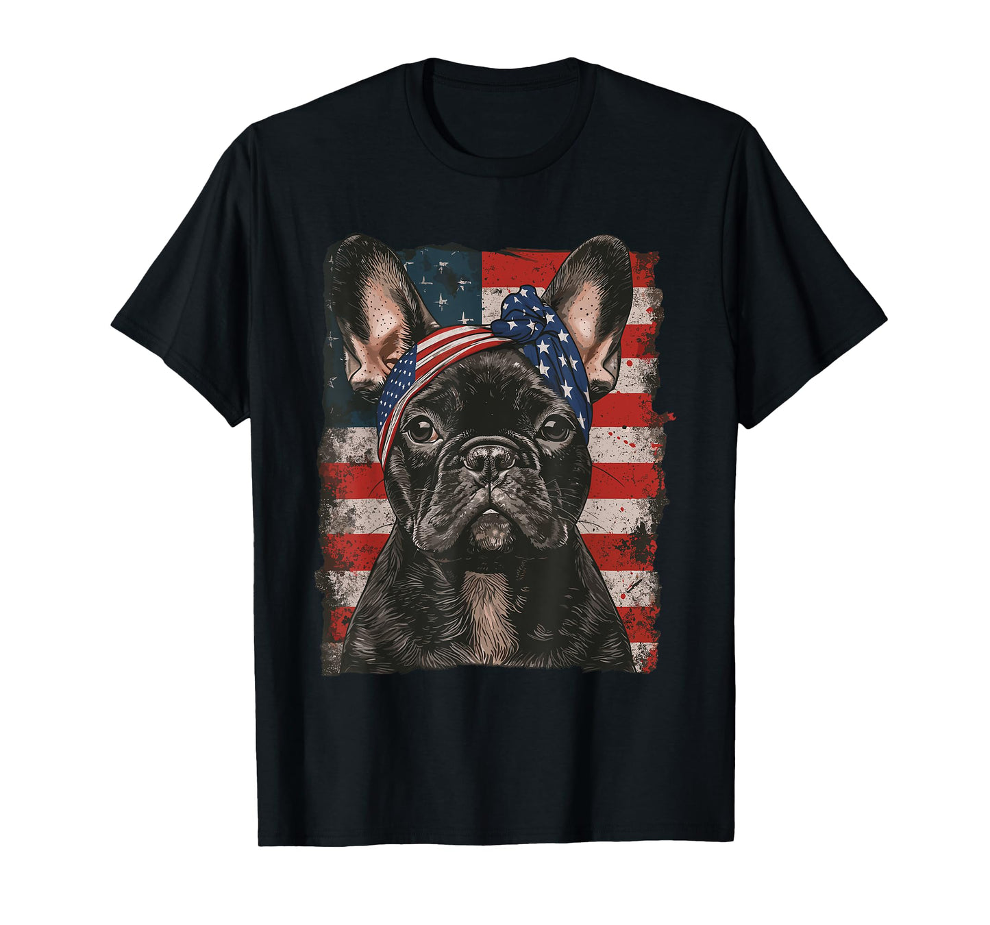 French Bulldog Patriotic 4th Of July USA American Flag Women Men T-Shirt