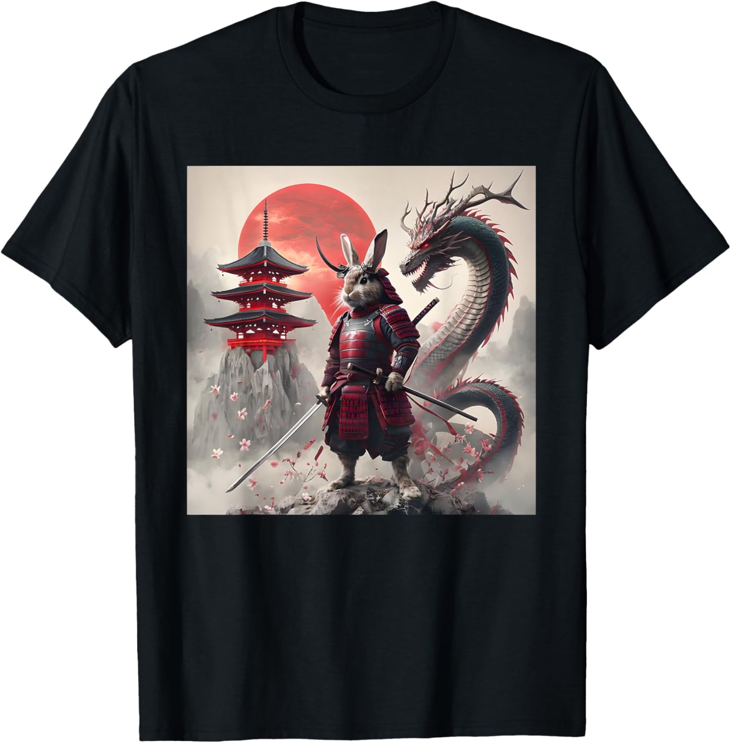 Samurai Bunny Rabbit Graphic Warrior Japanese Rabbit Ninja T-Shirt