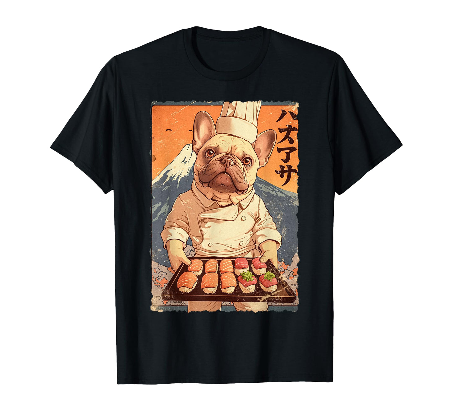 Cute Japanese Food Anime Art French Bulldog Sushi Chef Otaku T-Shirt for Men Women Kids