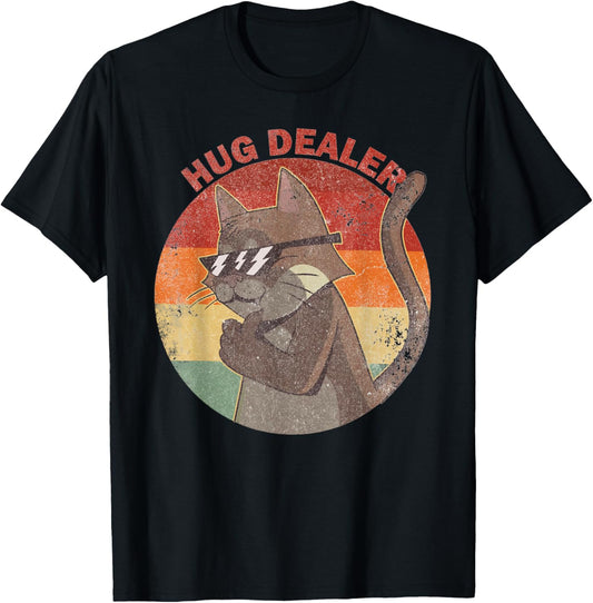 Funny Cat Hug Dealer Retro Vintage Kitty Cats Lover Gift Tee T-Shirt
