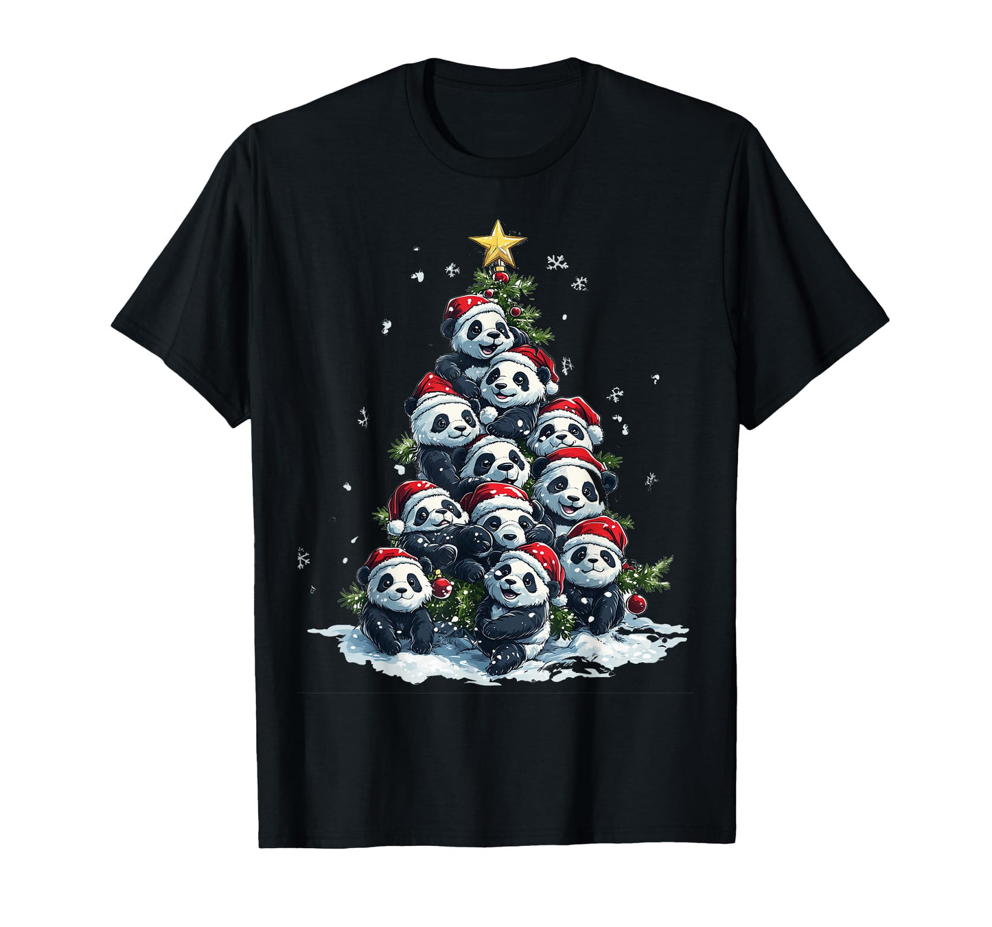 Funny Panda Christmas Tree Xmas Panda Lover Kids Boys Girls T-Shirt