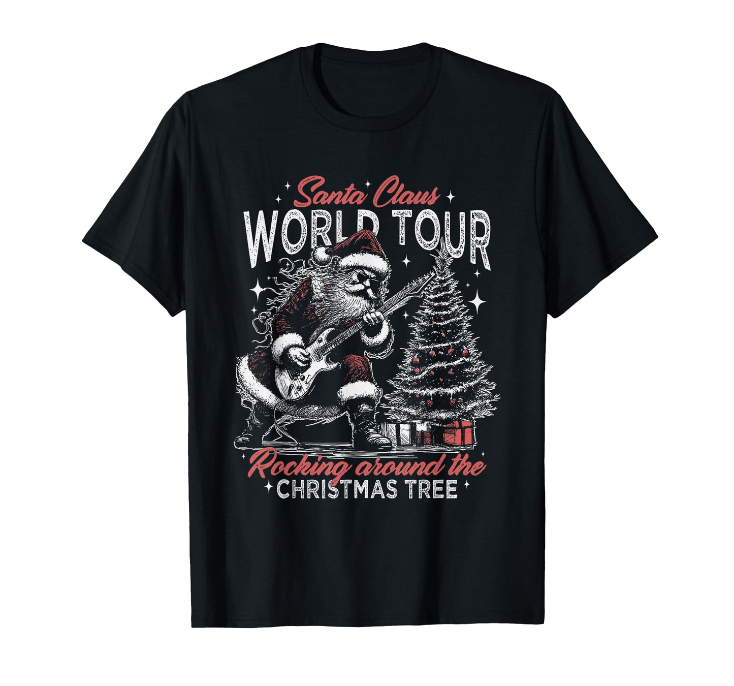 Santa Claus World Tour Rocking Around The Christmas Tree T-Shirt