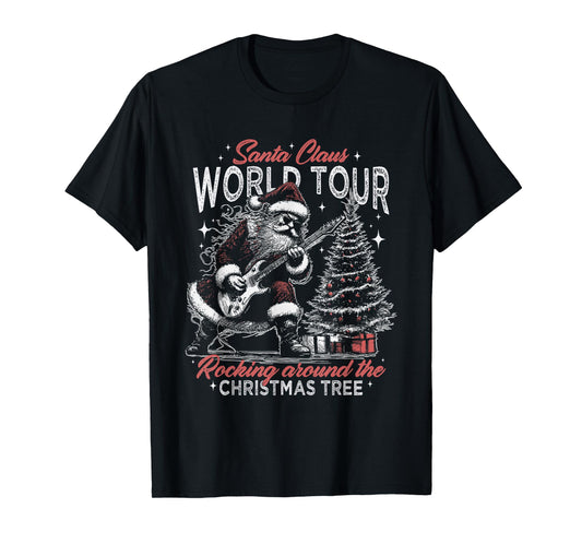 Santa Claus World Tour Rocking Around The Christmas Tree T-Shirt