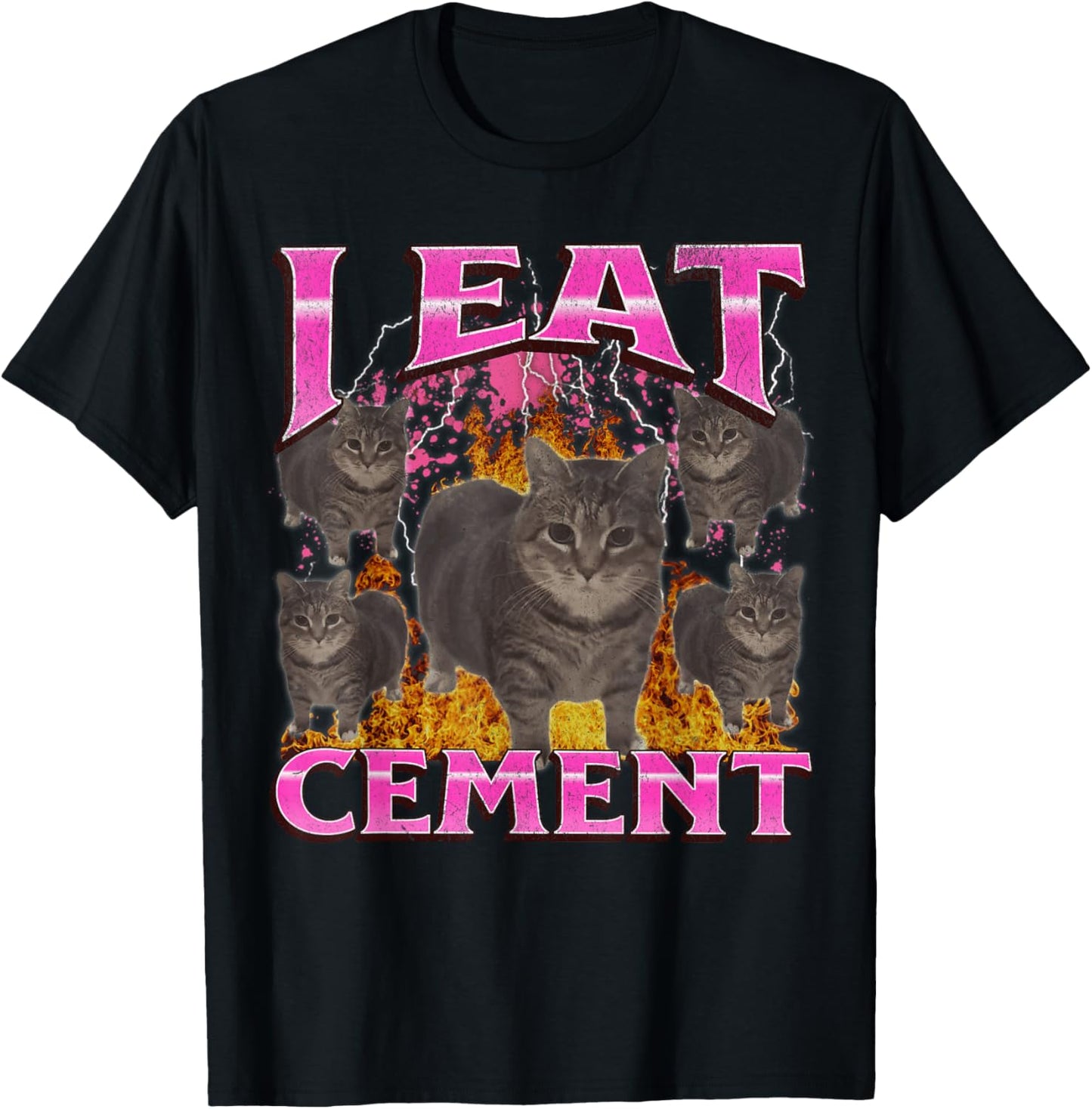 I Eat Cement Funny Oia Oia Cat Meme Bootleg Graphic T-Shirt