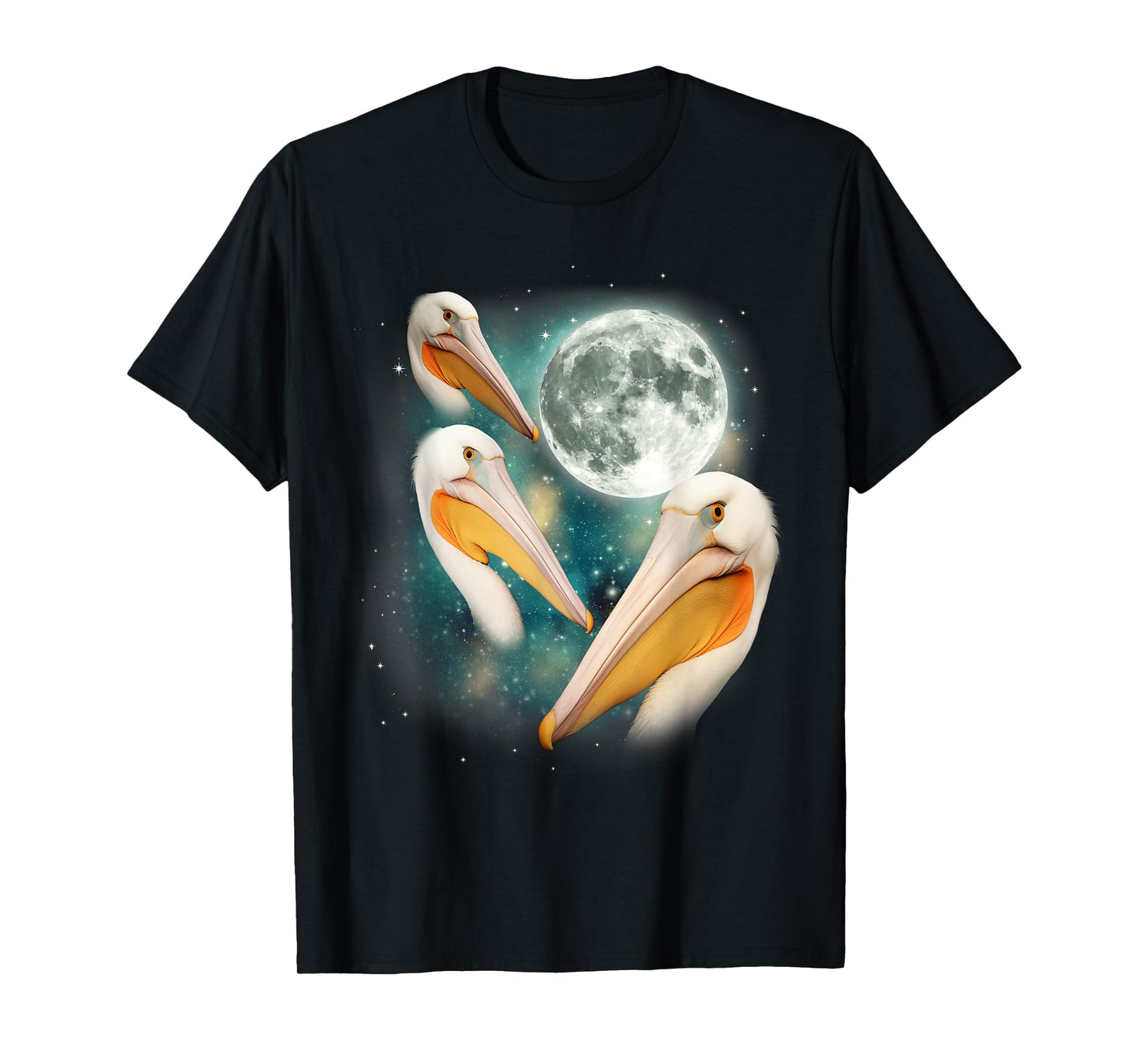 3 Pelican Moon | Three Pelicans 3 Moon Ocean Wildlife Bird T-Shirt