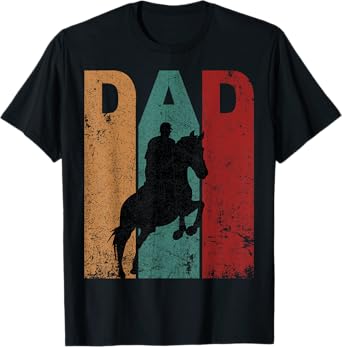 Vintage Horseback Riding Dad Silhouette Father's Day Retro T-Shirt