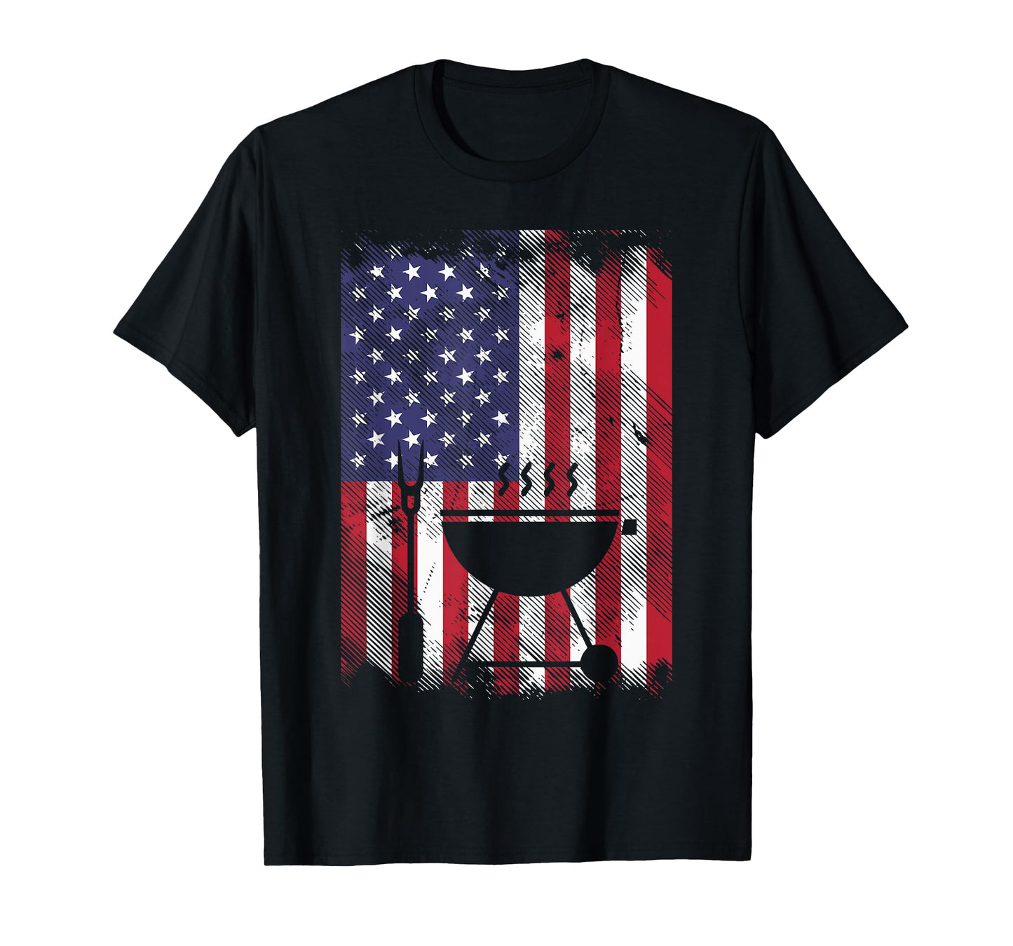 American Flag Bbq Grill Vintage Grilling Smoking Patriotic T-Shirt for Women Men
