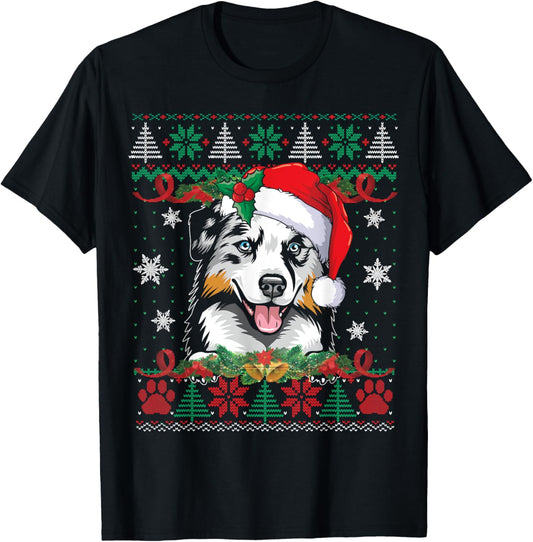 Australian Shepherd Christmas Ugly Sweater Funny Dog Lover T-Shirt