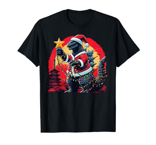 Xmas Christmas Santazilla Funny Holiday Monster Dinosaur T-Shirt