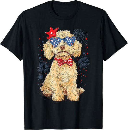 Goldendoodle 4th of July Patriotic Golden Doodle Dog Women T-Shirt