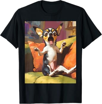 Surprised Chihuahua Cartoon For Dog Lovers T-Shirt