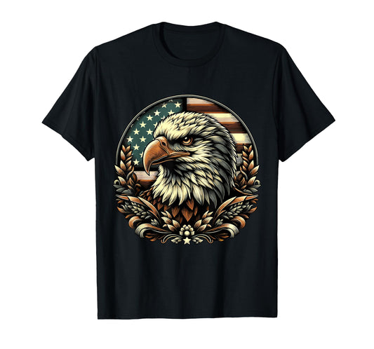 Vintage American Bald Eagle 4th of July USA Flag T-Shirt