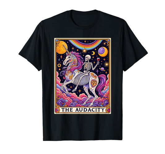 The Audacity Tarot Card Shirt Rainbow Skeleton Unicorn Lover T-Shirt