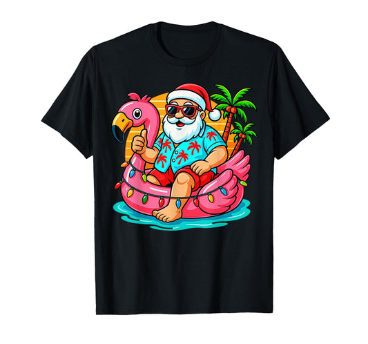 Christmas In July Shirt Boys Kids Santa Flamingo Summer Xmas T-Shirt