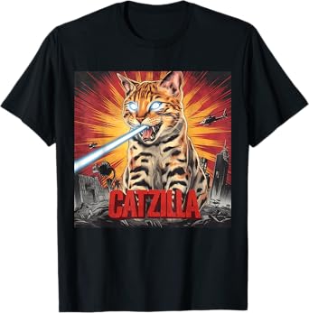 Funny Retro Japanese Catzilla Bengal Cat Lover T-Shirt
