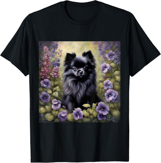 Black Pomeranian Garden Dog Lovers T-Shirt