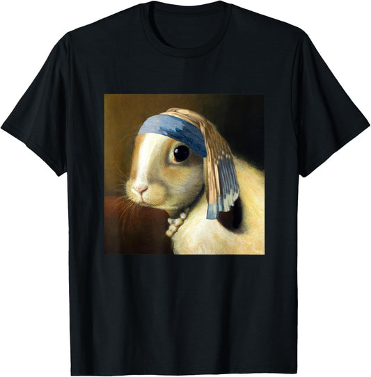 Funny Rabbit Art Humor Shirt Vermeer Painting Girls Women T-Shirt