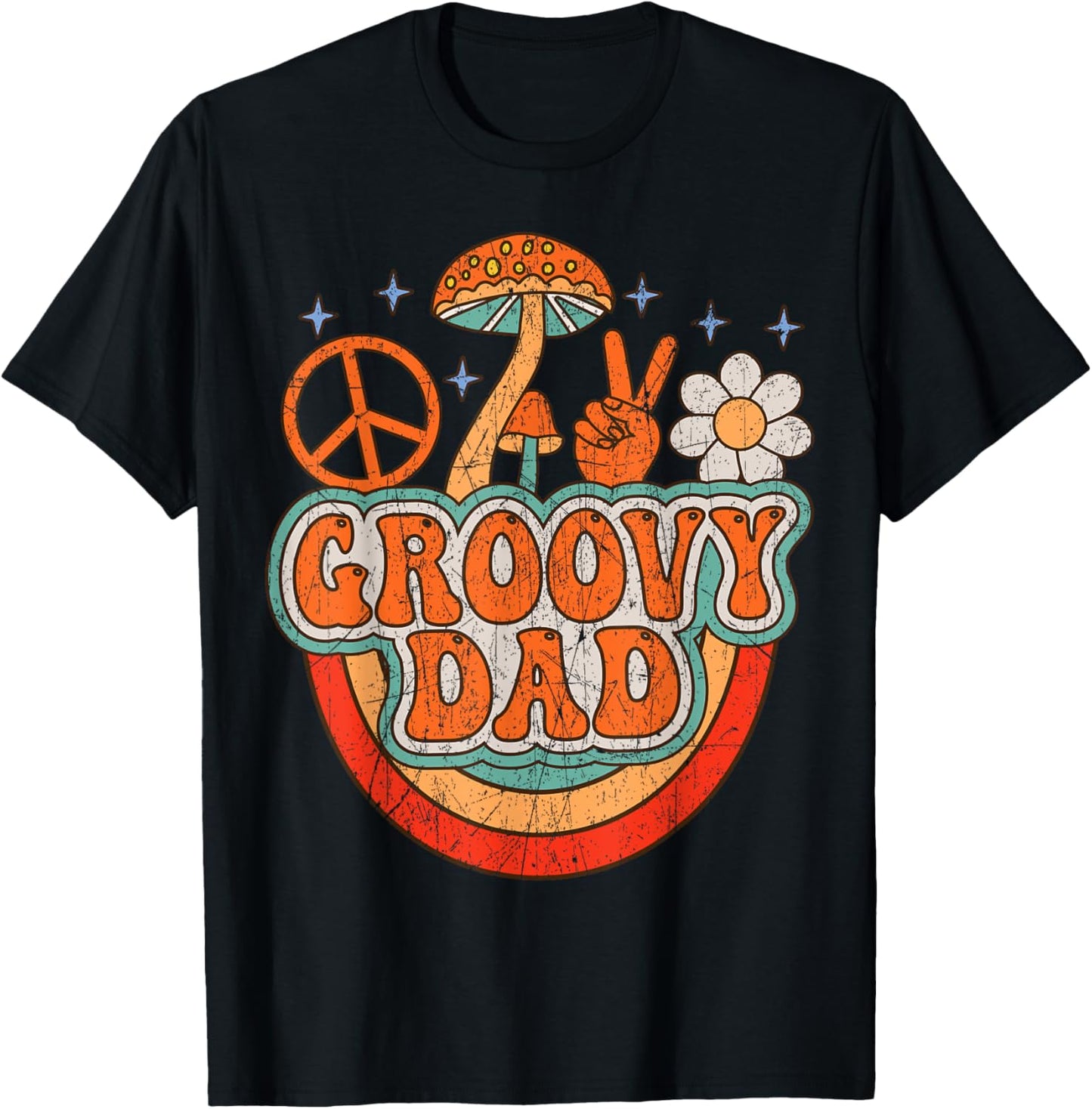 Groovy Dad 70s Aesthetic Nostalgia 1970's Hippie Dad Retro T-Shirt