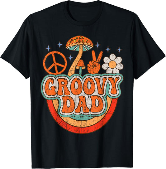 Groovy Dad 70s Aesthetic Nostalgia 1970's Hippie Dad Retro T-Shirt