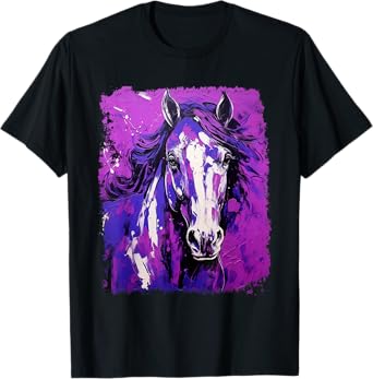 Farm Animal Purple Horse T-Shirt