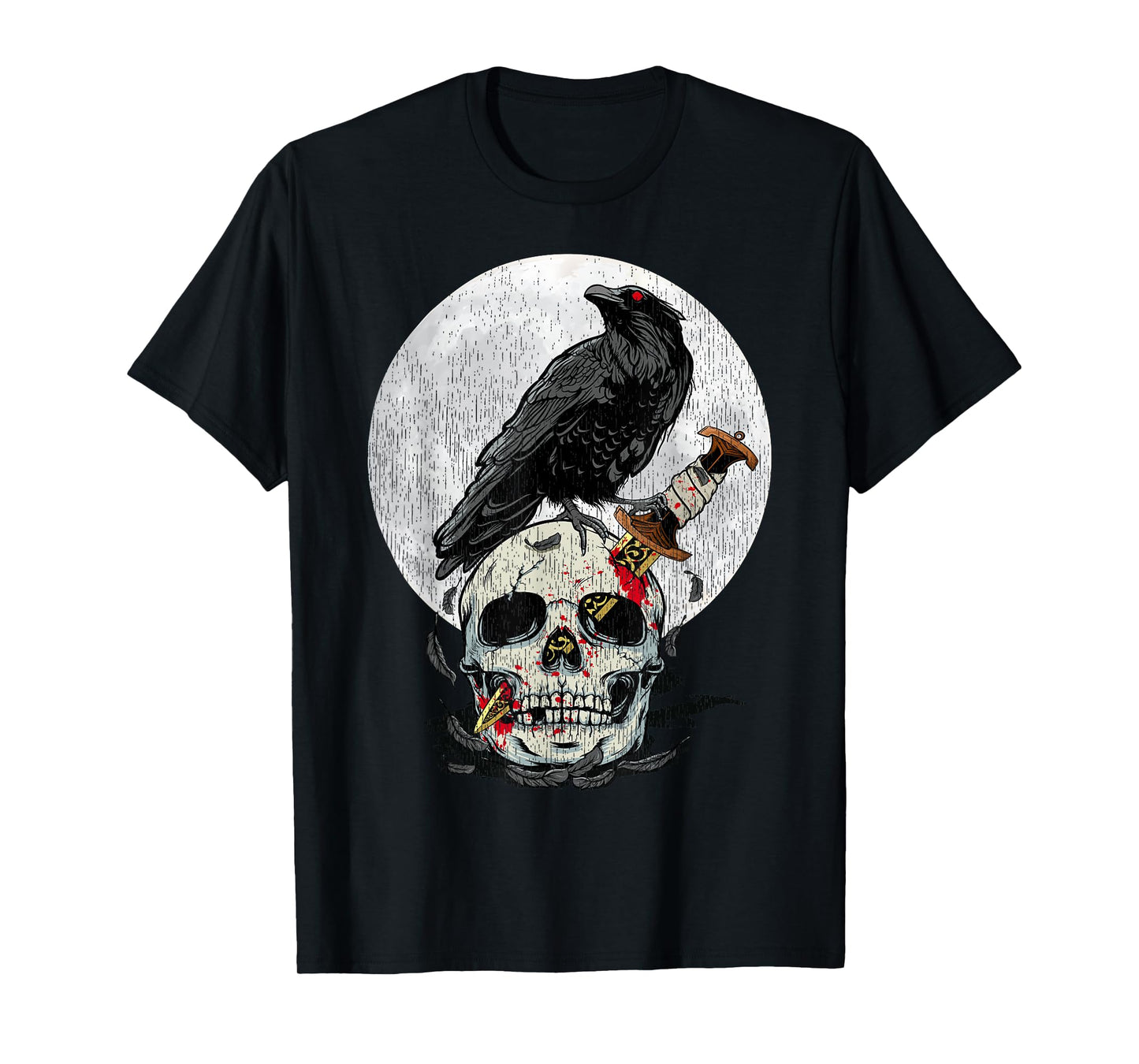 Bird Lover Vintage Crow Skull Moon Raven Gothic T-Shirt