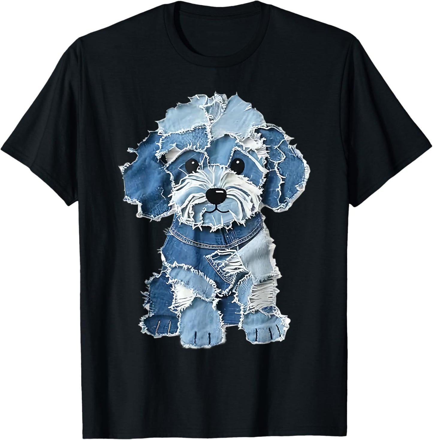 cute dog denim patchwork art T-Shirt